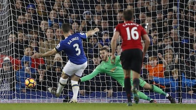 Everton’s Leighton Baines scores their goal from the penalty spot. Carl Recine / Action Images / Reuters