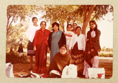 Rosy George (second from right) with colleagues from the Indian High School at a picnic in Safa Park in Dubai. Courtesy: Rosy George