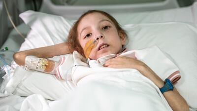 She arrived in the UAE in May on an evacuation flight and was immediately admitted to Sheikh Khalifa Medical City in Abu Dhabi, where doctors feared for her life. Ahmed Ramzan for The National