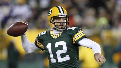 Aaron Rodgers has the career statistics to match any great quarterback but his post-season record is pedestrian. Matt Ludtke / AP Photo