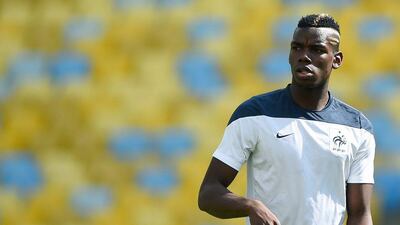 Paul Pogba attends a France team training session on Thursday ahead of France's Friday match against Germany at the 2014 World Cup quarterfinals. Franck Fife / AFP / July 3, 2014