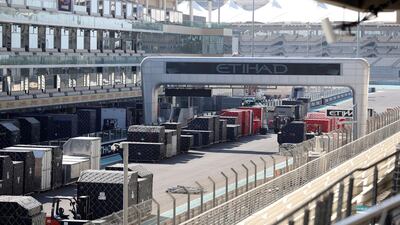 Teams begin to set up their garages ahead of Abu Dhabi GP. Chris Whiteoak / The National