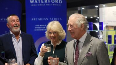 Britain's Prince Charles and Camilla, Duchess of Cornwall, tour the Waterford Crystal factory during their visit to Waterford, Ireland. Reuters