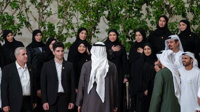 The education delegation thanked Sheikh Mohamed for his continued support and his recognition of outstanding achievements. Abdulla Al Neyadi / UAE Presidential Court