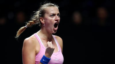 Petra Kvitova celebrates a point against Belinda Bencic at Shenzhen Bay Sports Center. Getty Images