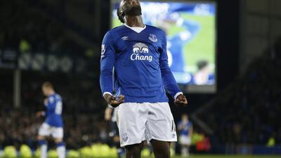 Everton’s Romelu Lukaku looks dejected after a missed chance against Tottenham. Andrew Yates / Reuters
