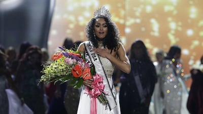 Miss District of Columbia, Kara McCullough, reacts after being crowned the new Miss USA in Las Vegas. John Locher / AP Photo