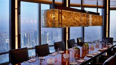 The private dining room at At.mosphere is one of the Dubai venues where Robert Walton hopes to host Nth Degree events. Courtesy At.mosphere