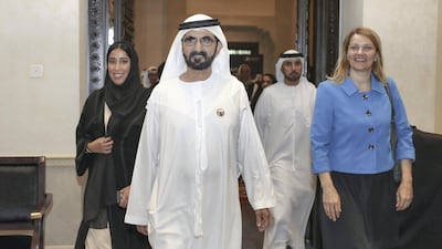 Sheikh Mohammed bin Rashid, Vice President and Ruler of Dubai, attends the launch of the world’s first Gender Balance Guide in September last year. Courtesy Government of Dubai Media Office