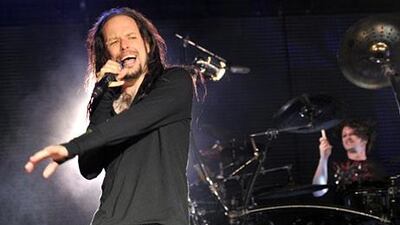 Singer Jonathan Davis from American band Korn on stage in Trutnov on 18th August 2012, the penultimate day of the 25th year of Open Air Festival Trutnov. (CTK via AP Images)