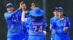 Esha Oza, left, is part of a dynamic UAE women's team. Photo: Asian Cricket Council