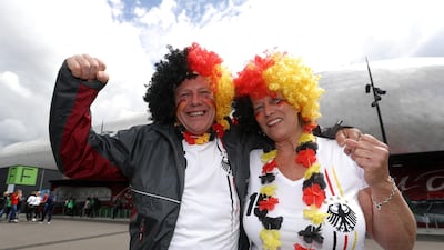 Fans enjoy the pre-match atmosphere prior to the Group B match against Spain at Stade du Hainaut in Valenciennes, France. Getty Images