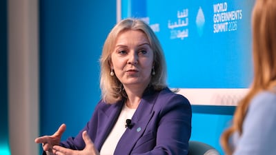 Liz Truss speaks at the World Governments Summit. She says she is optimistic about Britain's future. Victor Besa / The National