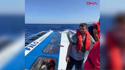 The ferry had left the port of Kyrenia in northern Cyprus on Sunday. Eight people are reported to have died. AFP