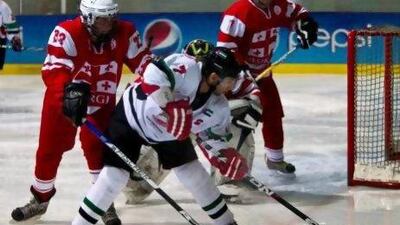 Georgia, in red, were outscored 28-1 for the recent IIHF World Championship Division Three qualifying tournament at the Zayed Sports City Ice Rink in Abu Dhabi.