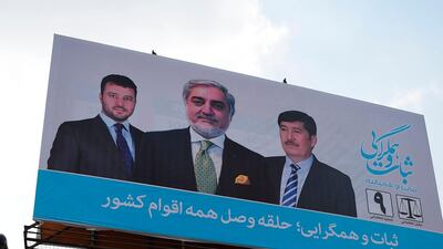 Earlier in the day, Chief Executive Officer of Afghanistan Abdullah Abdullah (C) also held a rally close to the site of the explosion. AFP