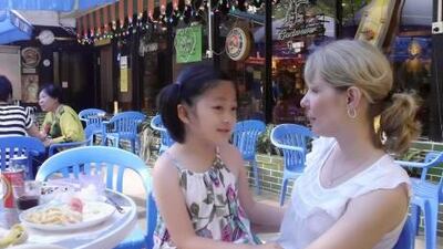 Kris Vanderweele, from Michigan, with her daughter Kate, eight, who was adopted from China seven years ago.