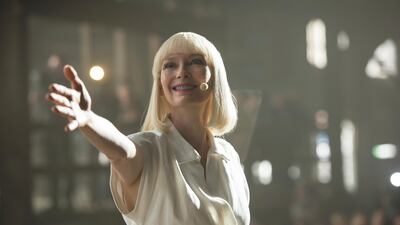 Tilda Swinton as Lucy Mirando in a scene from Okja. Barry Wetcher / Netflix via AP