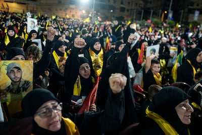 Hezbollah supporters gather at a rally in Beirut. Getty Images