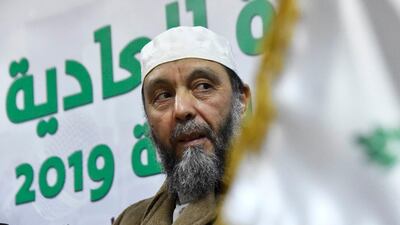 The President of Algeria's Justice and Development Front (FJD) and radical Islamist Abdallah Djaballah attends a campaign meeting ahead of the April 18 legislative elections. AFP