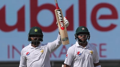 Pakistan batsman Mohammad Hafeez celebrates his hundred for Pakistan against Australia. AFP