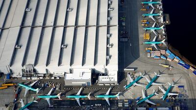 An aerial photo shows Boeing 737 Max airplanes parked on the tarmac at the Boeing Factory in Renton, Washington. The troubled aircraft will be a main subject at IATA's global aviation summit. Reuters