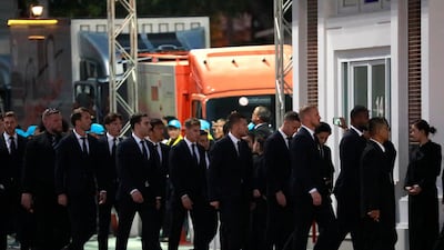 Leicester City players arrive at Vichai Srivaddhanaprabha's funeral in Bangkok. Reuters