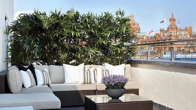 View from the terrace of Cheval Place, a five bedroom penthouse on the opposite side of Brompton Road with a view of Harrods, is on sale for £29.95 million. The flat, located on the fourth and fifth floors features two terraces, a gym and 1960s inspired decor. Photo courtesy Knight Frank