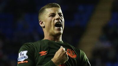 Everton's Ross Barkley reacts after scoring their opener in a League Cup win over Reading on Tuesday night. Ben Hoskins / Getty Images / September 22, 2015
