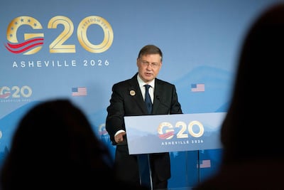 European Commissioner Valdis Dombrovskis said the Iran war and its effect on markets had 'obviously' been on the G20 gathering's agenda. AFP