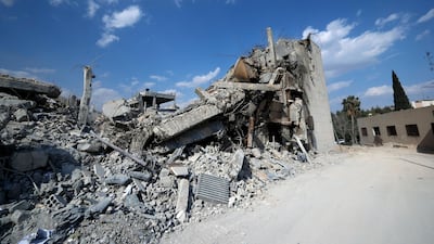 The Scientific Research Center building that was hit by the strikes that were launched on 14 April 2018 by the United States, Britain and France in Barzeh neighborhood in Damascus, Syria, in retaliation for an alleged chemical attackd. The Syrian Information Ministry organized a tour to the center, which the government said was used for pharmaceutical uses. EPA / YOUSSEF BADAWI