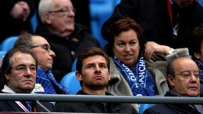Andre Villas-Boas, centre, was sat next to the Porto president Jorge Nuno Pinto da Costa, right, during the Portuguese team's match against Manchester City last week.