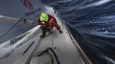 Dongfeng Race Team sail through the Southern Ocean during Leg 5 of the Volvo Ocean Race on Thursday. Yann Riou / Dongfeng Race Team / Volvo Ocean Race / March 18, 2015