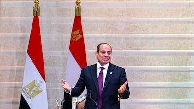 Abdel Fattah El Sisi speaks after being sworn in for a third term as president at the country's parliament in the New Administrative Capital, the ultra-modern city east of Cairo. AFP