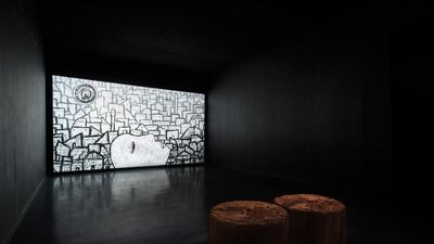 Driven By Storms (Ali’s Boat), by Iraqi artist Sadik Kwaish Alfraji, is at Ayyam Gallery in Dubai. Courtesy Ayyam Gallery and the artist