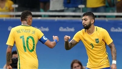 Gabriel Barbosa, right, shown with Neymar during the 2016 Olympics tournament. Fernando Donasci / Reuters