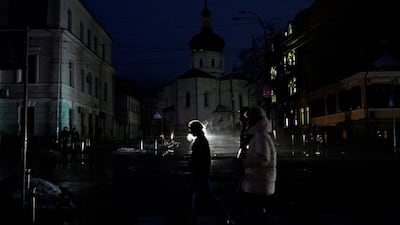 Russian strikes on the power infrastructure in Kyi led to a blackout. AFP