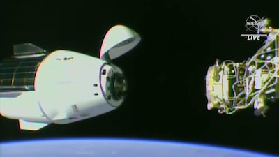 The Dragon makes its final approach to the forward Harmony port on the ISS.