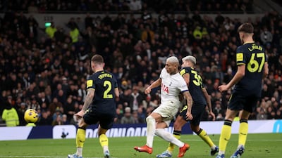 Richarlison of Tottenham Hotspur scores their second goal. Getty Images