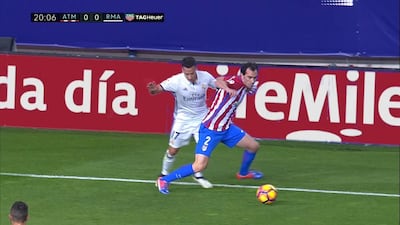Above, football action from a La Liga game showing the same shot but with a different advertising. Courtesy Mediapro