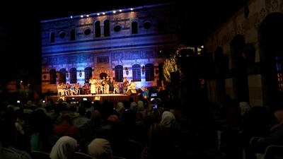 The Sultans of Tarab perform at the ancient palace of Damascus. EPA