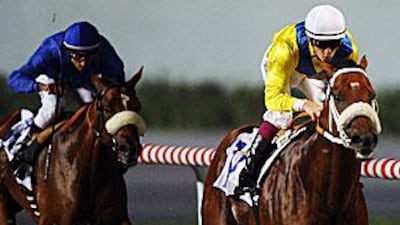Musir, in front, won the UAE 2,000 Guineas at the Meydan Rececourse last night.
