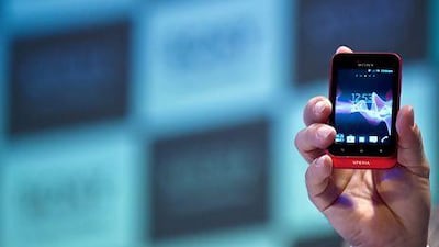 The Sony Xperia Tipo smartphone. Manan Vatsyayana / AFP