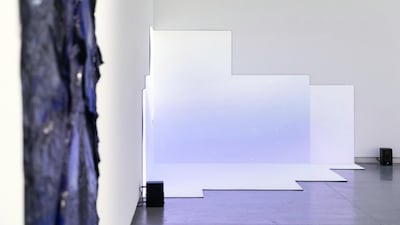 Mohammad Al Faraj's video installation at Surface Tension exhibition. Reem Mohammed/The National