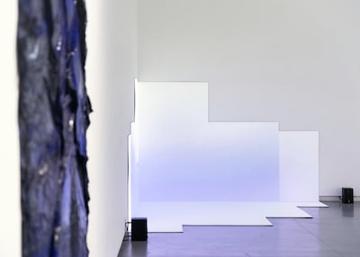 Mohammad Al Faraj's video installation at Surface Tension exhibition. Reem Mohammed/The National