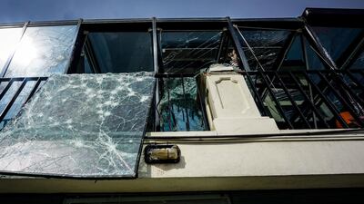 The shattered windows of the Kingsbury Hotel after Sunday's suicide bomb blast in Colombo, Sri Lanka, April 22, 2019. Jack Moore / The National.