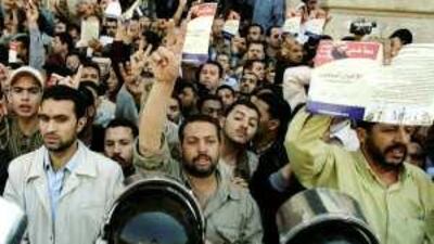 Members of the Muslim Brotherhood, Egypt's main opposition group, demonstrate in Alexandria.