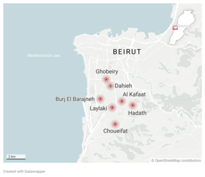 Israeli air strikes hit areas across south Beirut overnight and into Saturday morning
