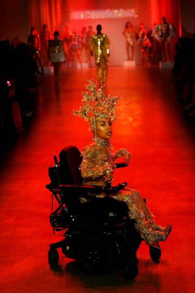 The Blonds used a wheelchair-bound model during New York Fashion Week at Spring Studios. AFP
