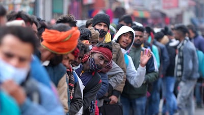 Devotees queue to register to visit the shrine after the deadly stampede in Katra. AP Photo